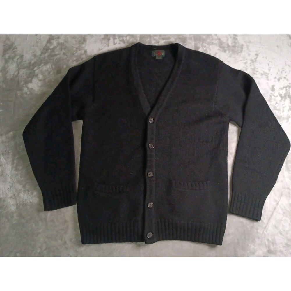 Vintage J Crew Oarsman Cardigan Sweater Mens Small 100% Wool Made In Hong Kong